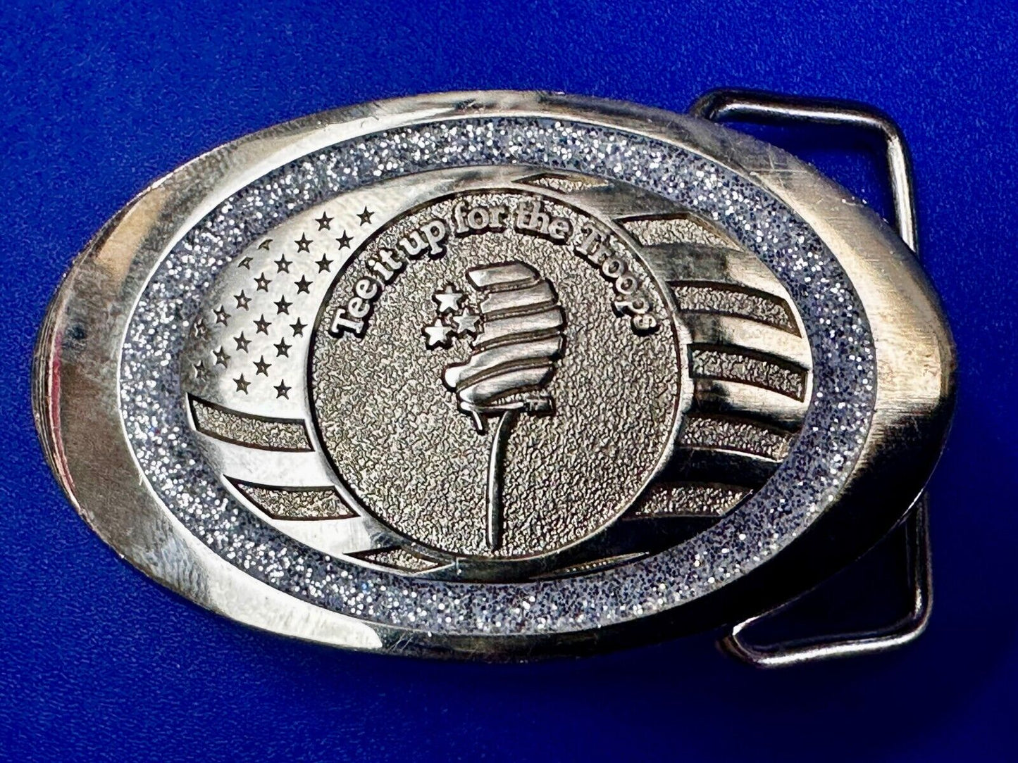Tee It Up For The Troops Non Profit Organization Promo Award 2 Tone Belt Buckle
