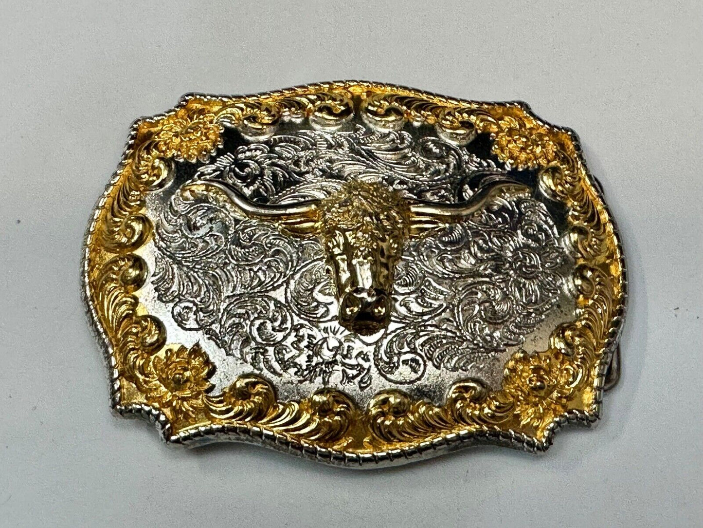 Texas longhorn - Two tone highly Detailed Western Belt Buckle by Jeans Friend