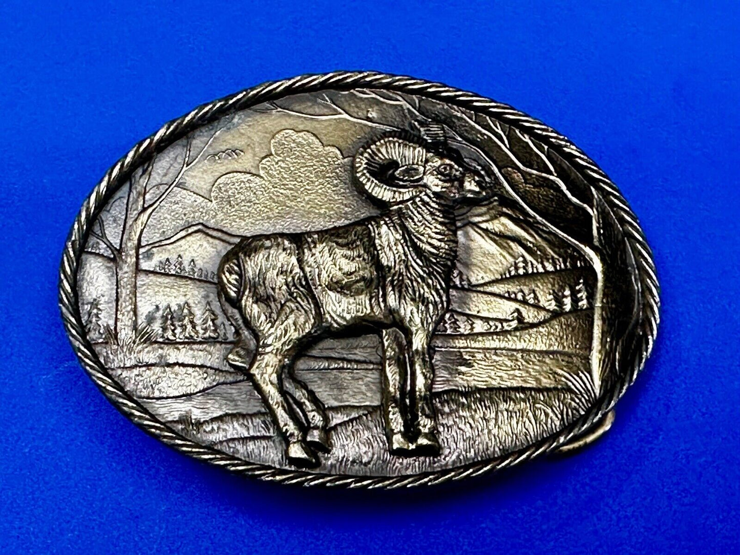 Bighorn Ram - Wildlife VTG 1980 Belt Buckle by Great American Buckle Co
