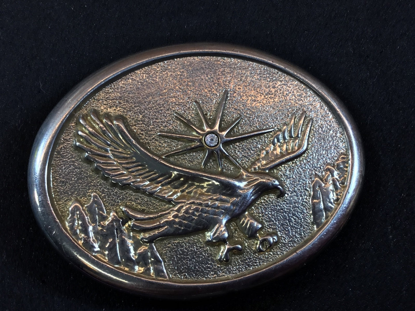 American Eagle over mountainside featuring Starburst Belt Buckle