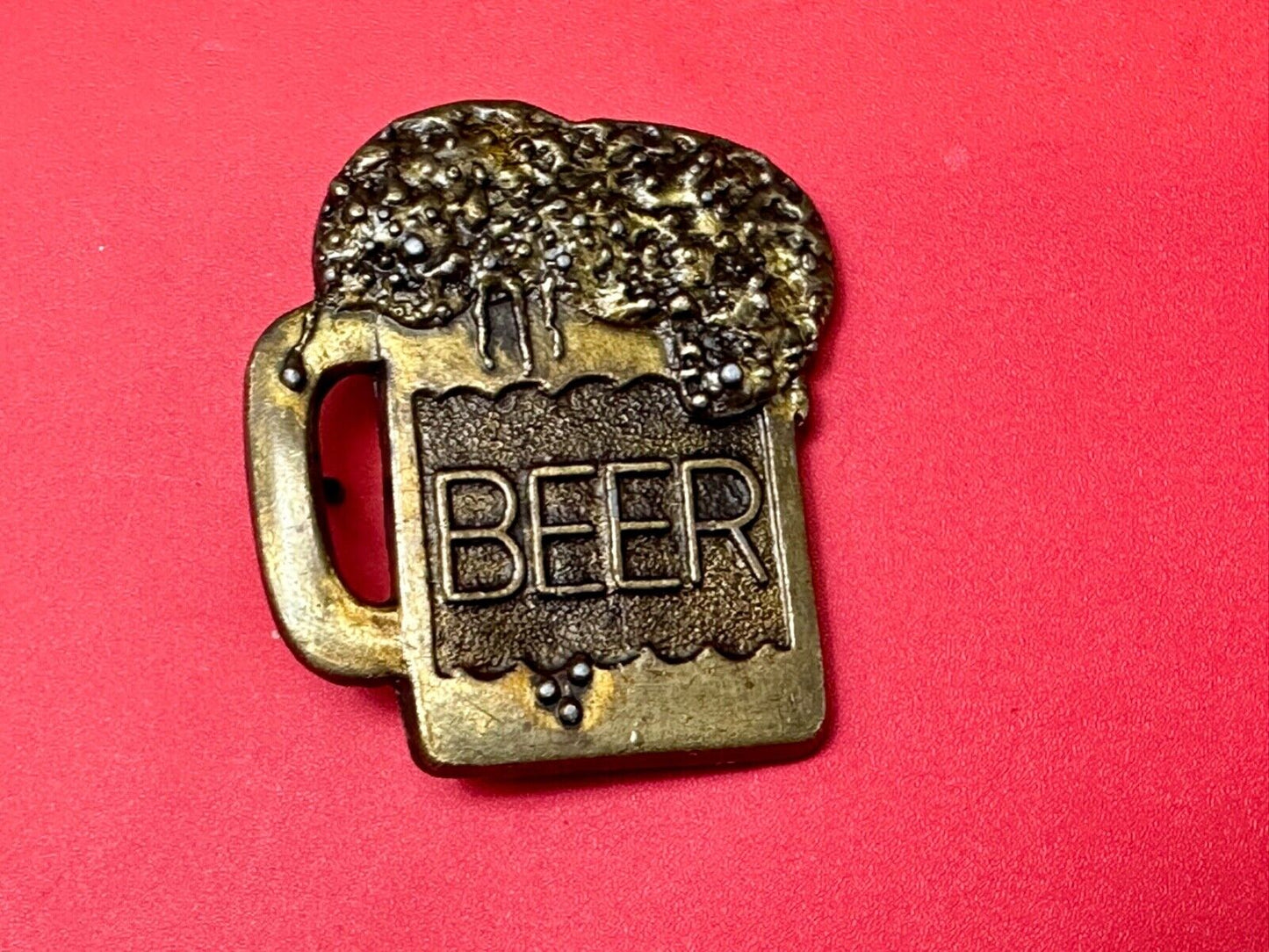 BEER mug - Suds flowing over Vintage cutout shaped belt buckle
