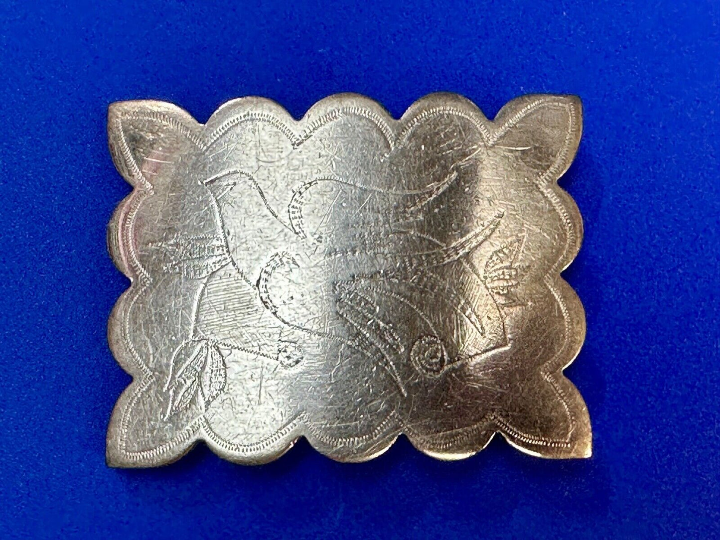 Vintage Dove Pattern Drawing Engraved in western Nickel Silver? belt buckle