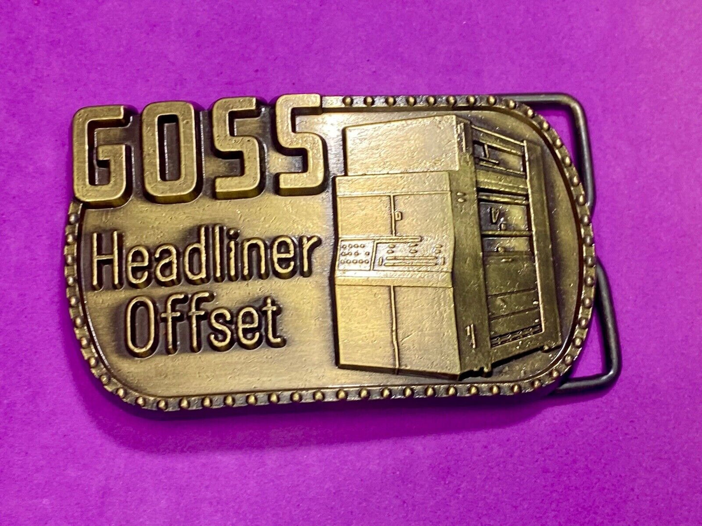 Vintage 1970S **Goss Headliner Offset** Advertisement Belt Buckle