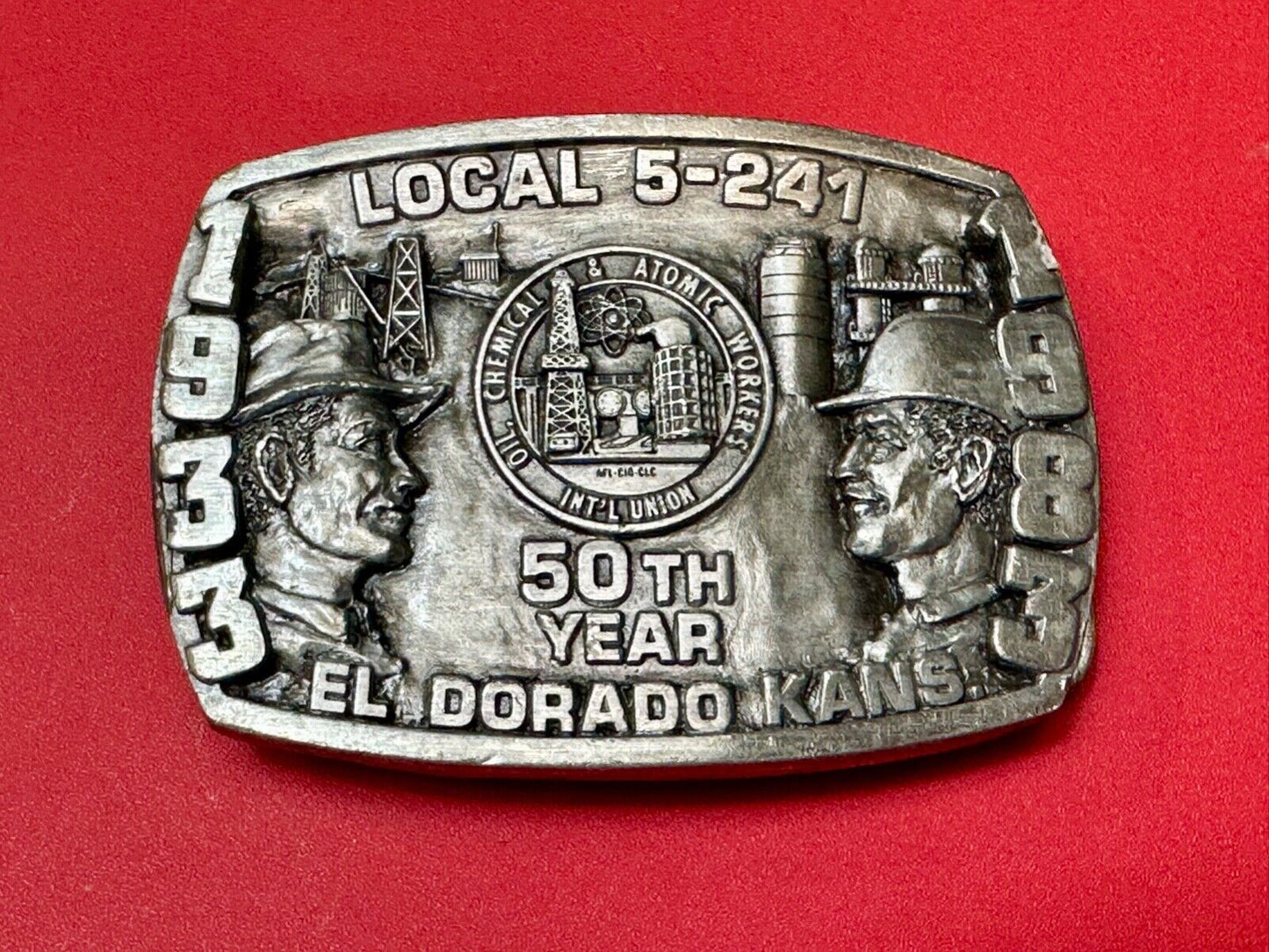 Vintage 1983 El Dorado Kansas Local union 5 241 50th yr celebration belt buckle