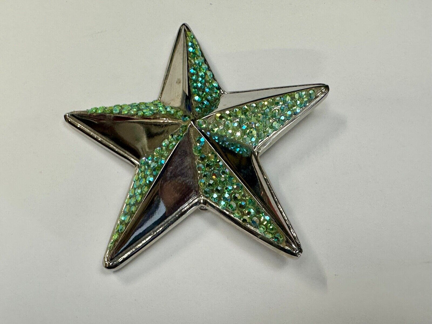 3D STAR dimensional vintage belt buckle by silver star - missing rhinestone's