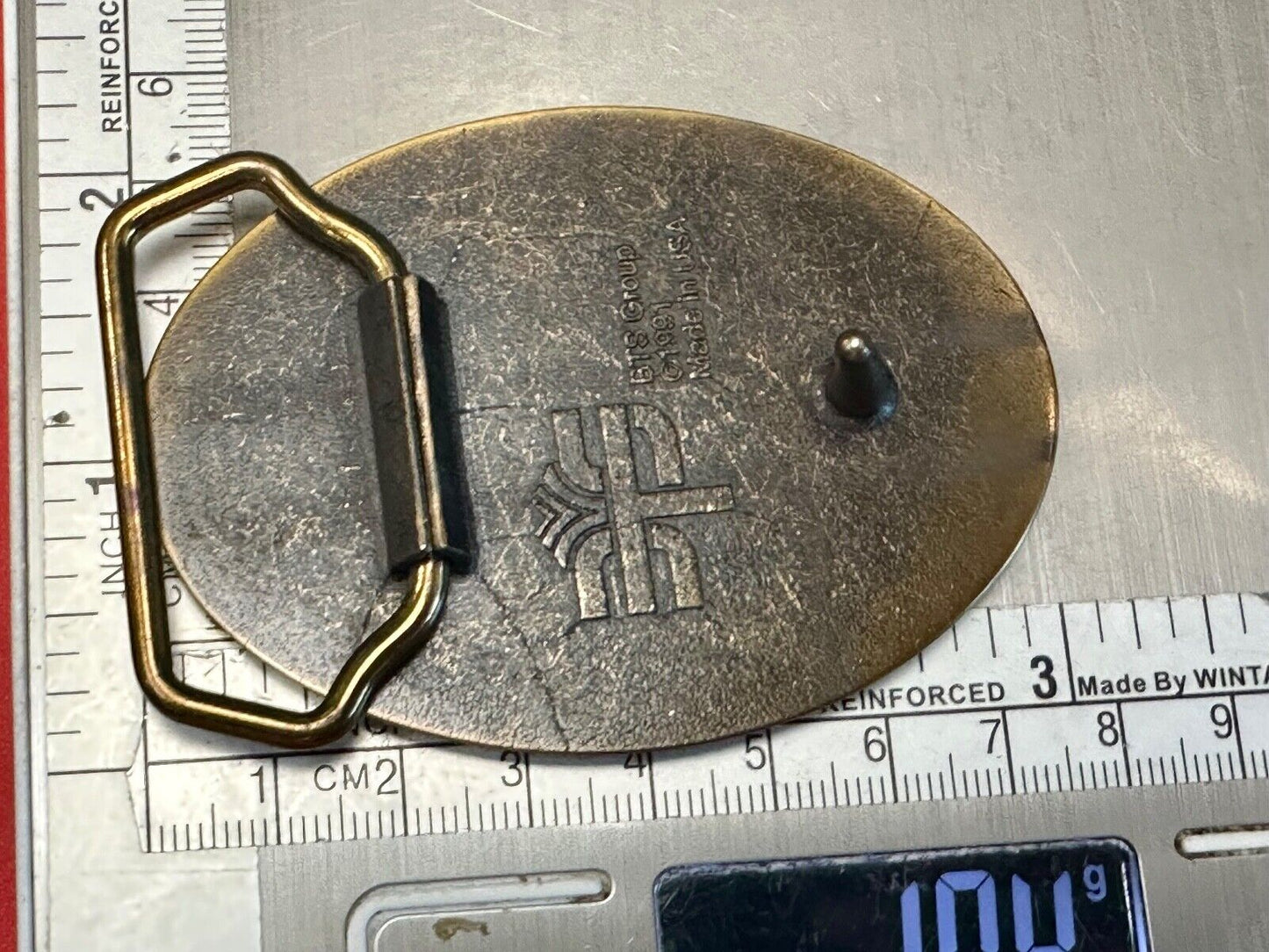 THINK Safety First ZACHRY Equipment Department Vintage 1991 BTS belt buckle