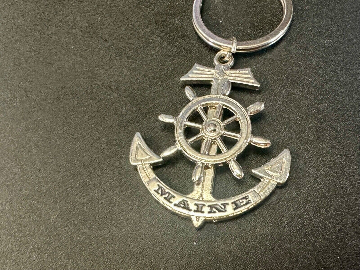The great State of Maine Nautical Boat Anchor Wheel Keychain - Key Ring Chain