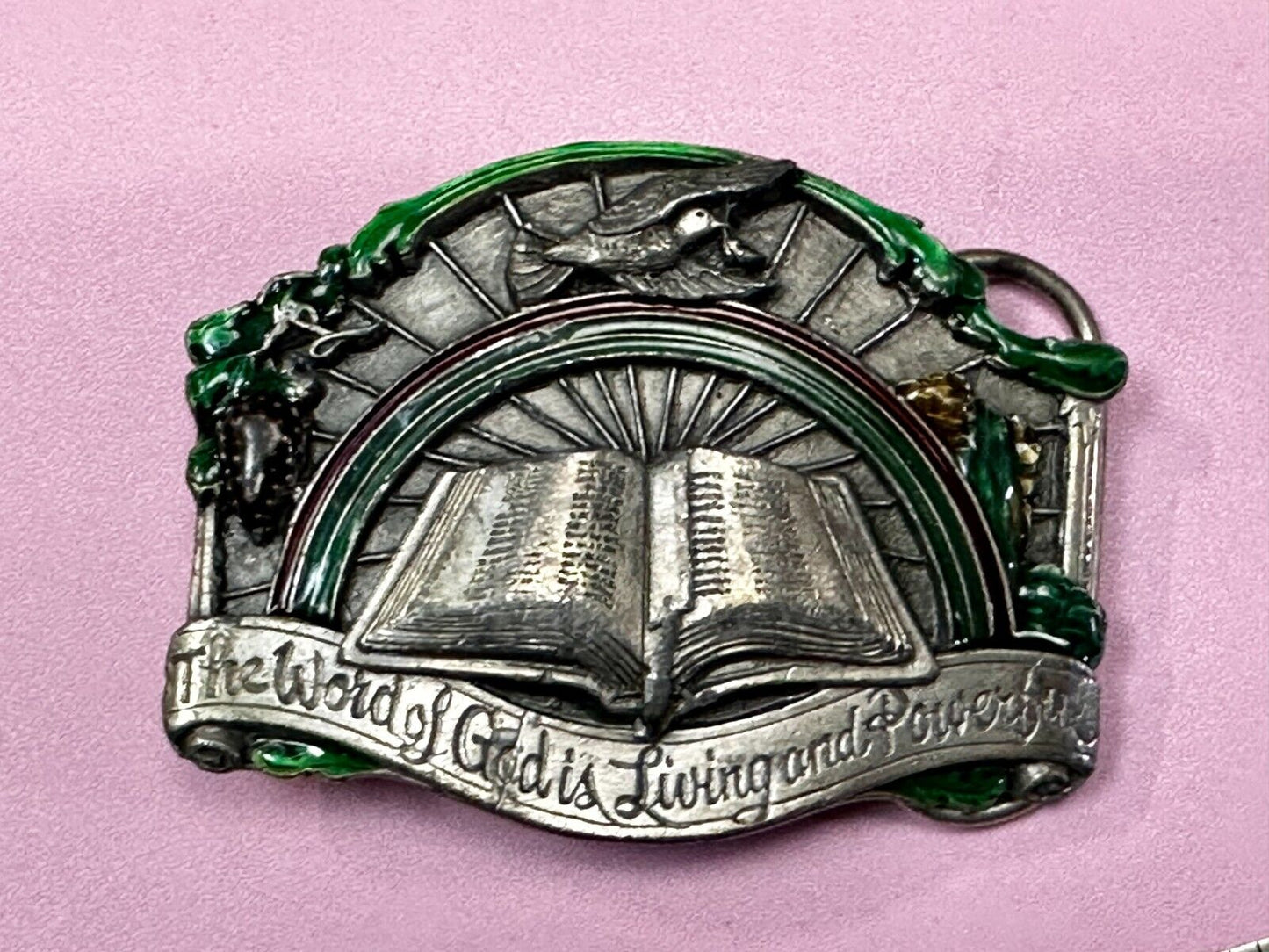 The Word of God is living and powerful Vintage Religious scripture Belt Buckle