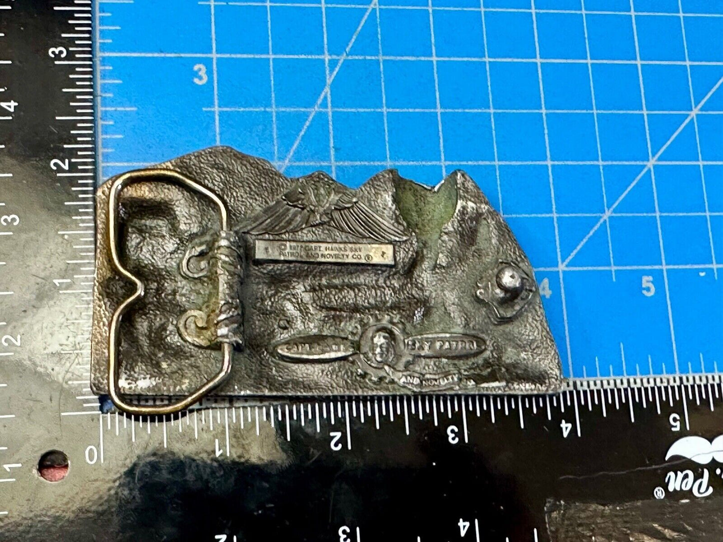 Train Steam Locomotive Vintage 1977 Cutout RR Cast Hawks Sky Patrol Belt Buckle