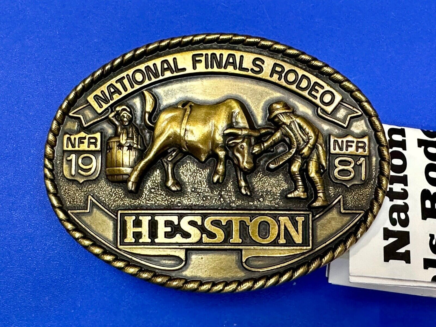 1981 Hesston National Finals Rodeo NFR Collectors Rodeo Cowboy NOS Belt Buckle