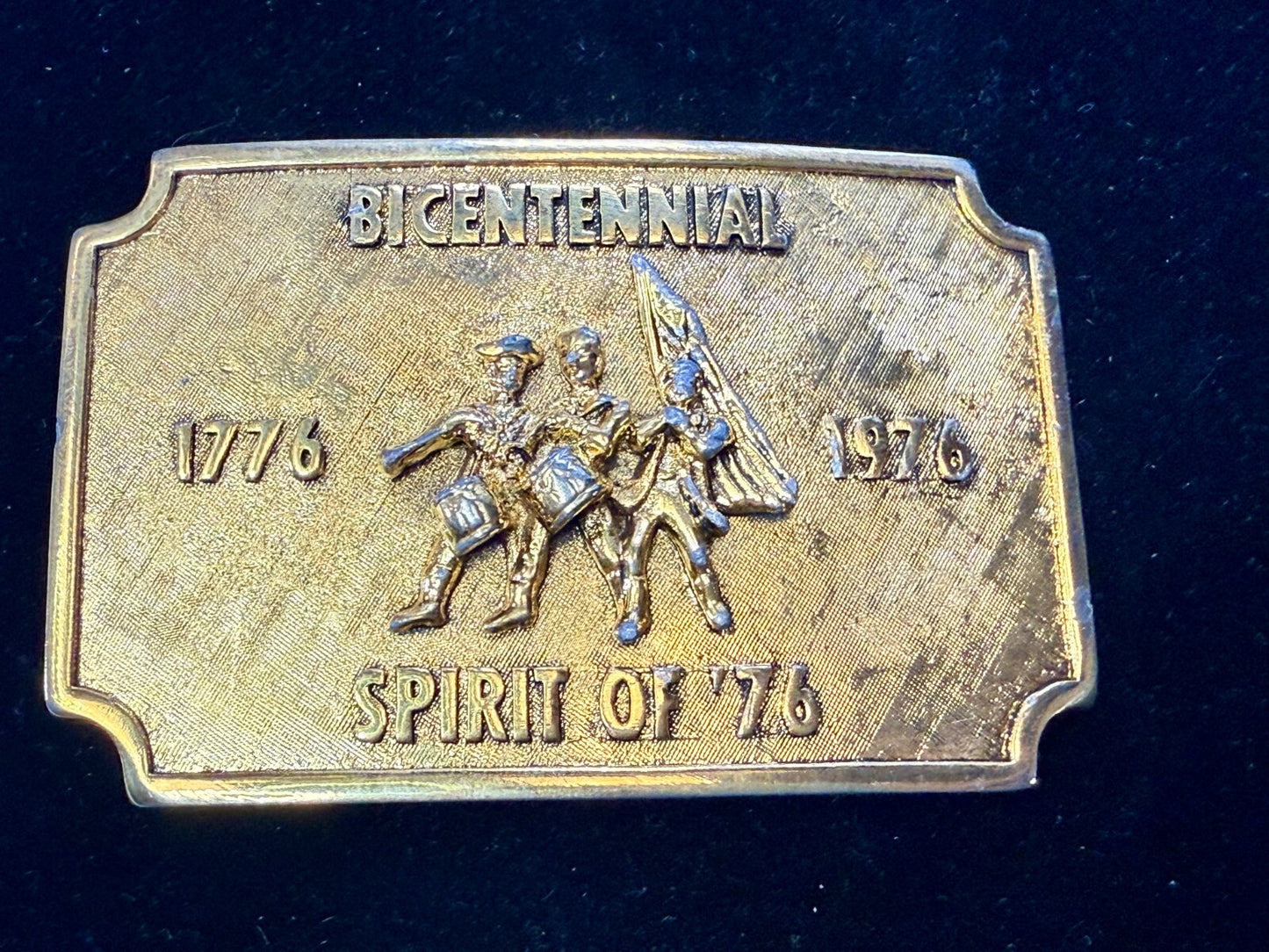 Bicentennial Spirit of America 1776-1976 Gold Color Commemorative Belt Buckle