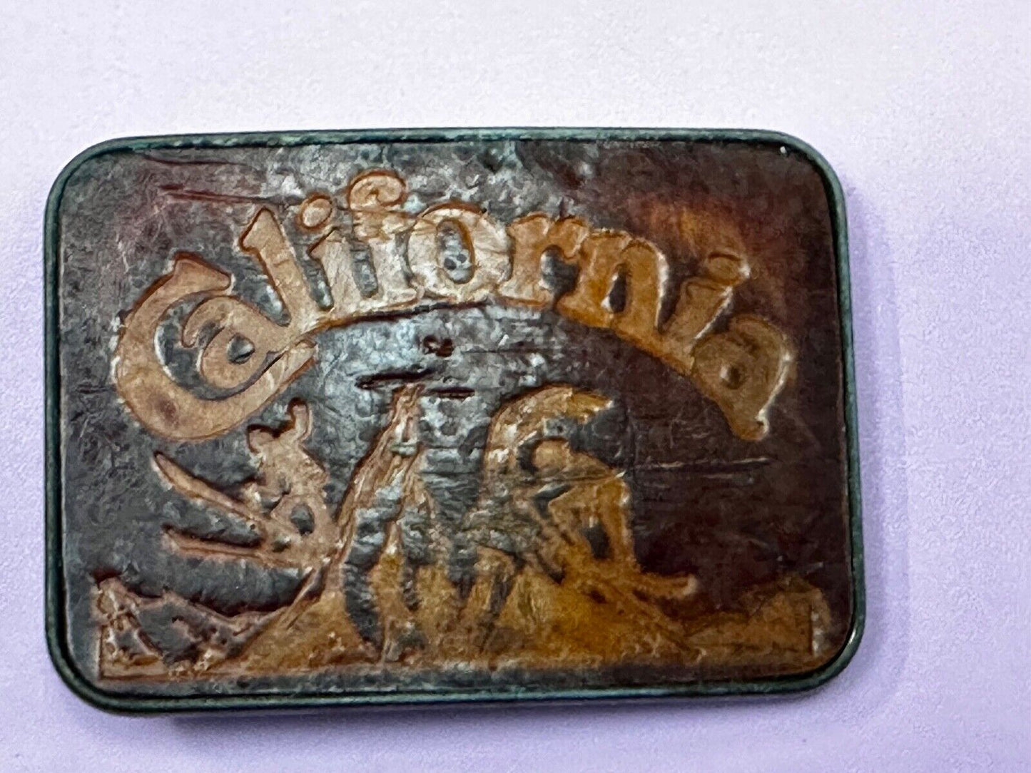 The Great State of California - Retro Brown Faux Leather / Brass Belt Buckle