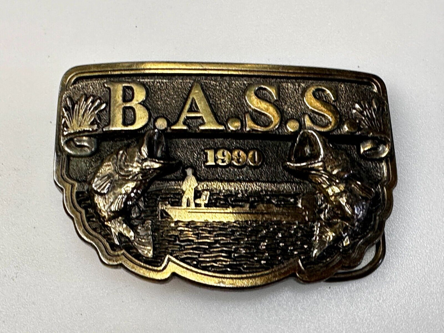 1990 Bass Anglers Sportsman Society Club Great American Fishing Belt Buckle