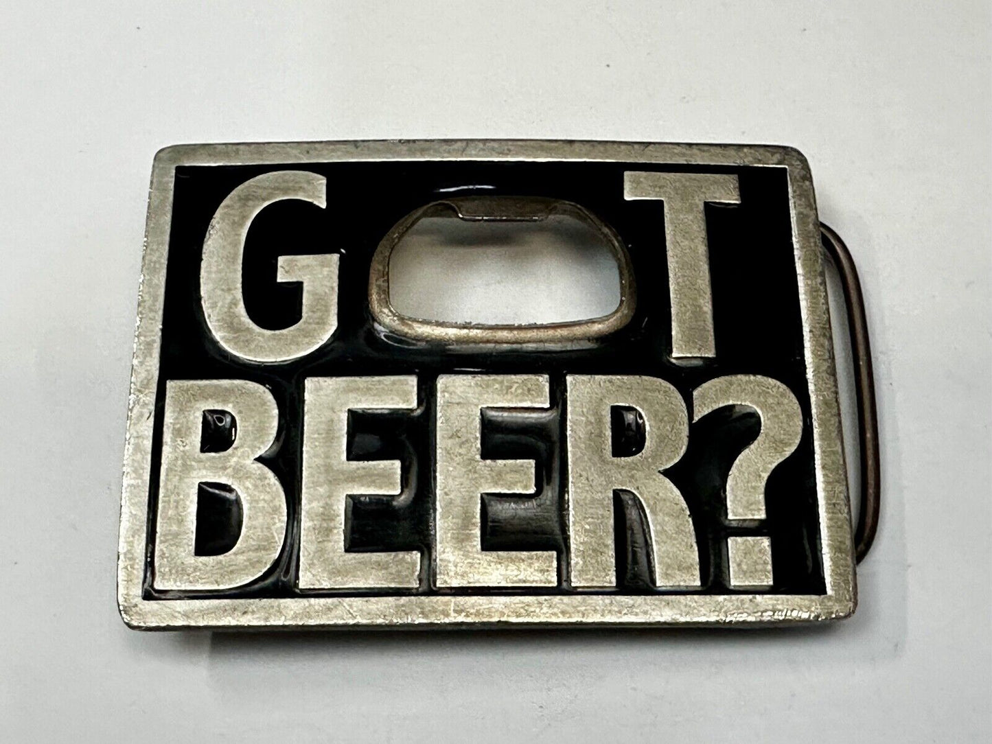 Vintage 1999 Bergamot "Got Beer?" Bottle Opener Belt Pewter Buckle Made in USA