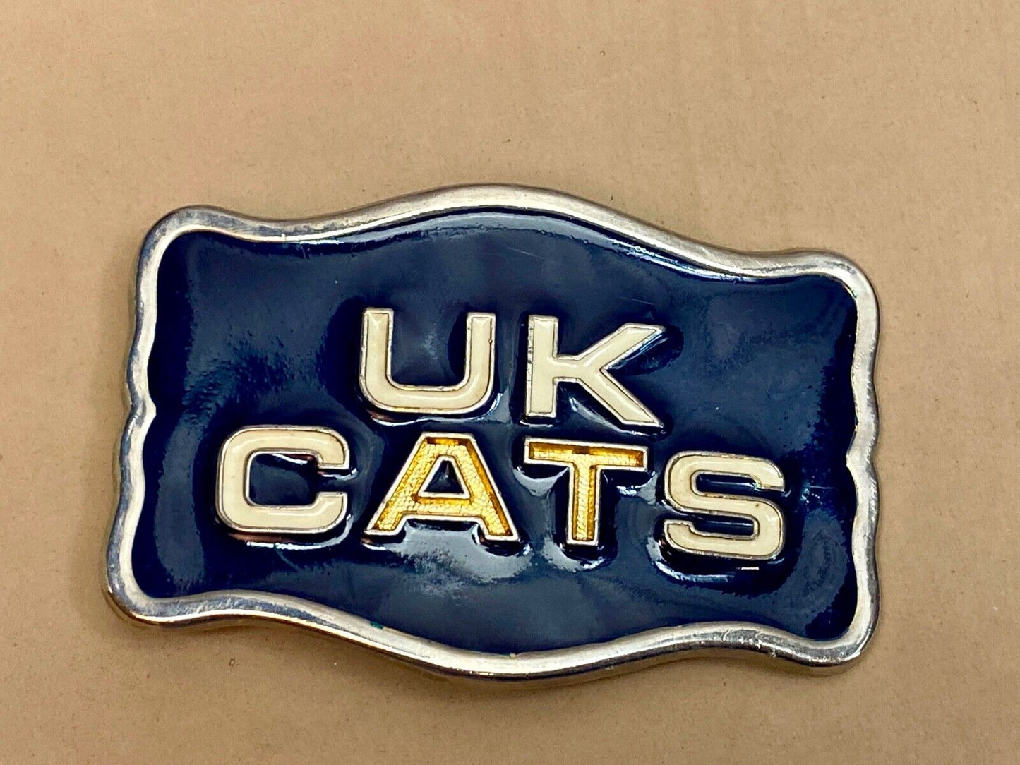 Vintage Black And Gold Tone Uk Cats Western Framed Belt Buckle
