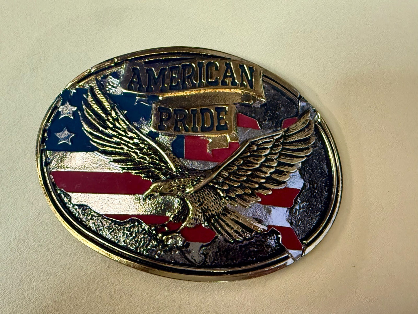American Pride - Patriotic USA United States Flag and Eagle Western Belt Buckle