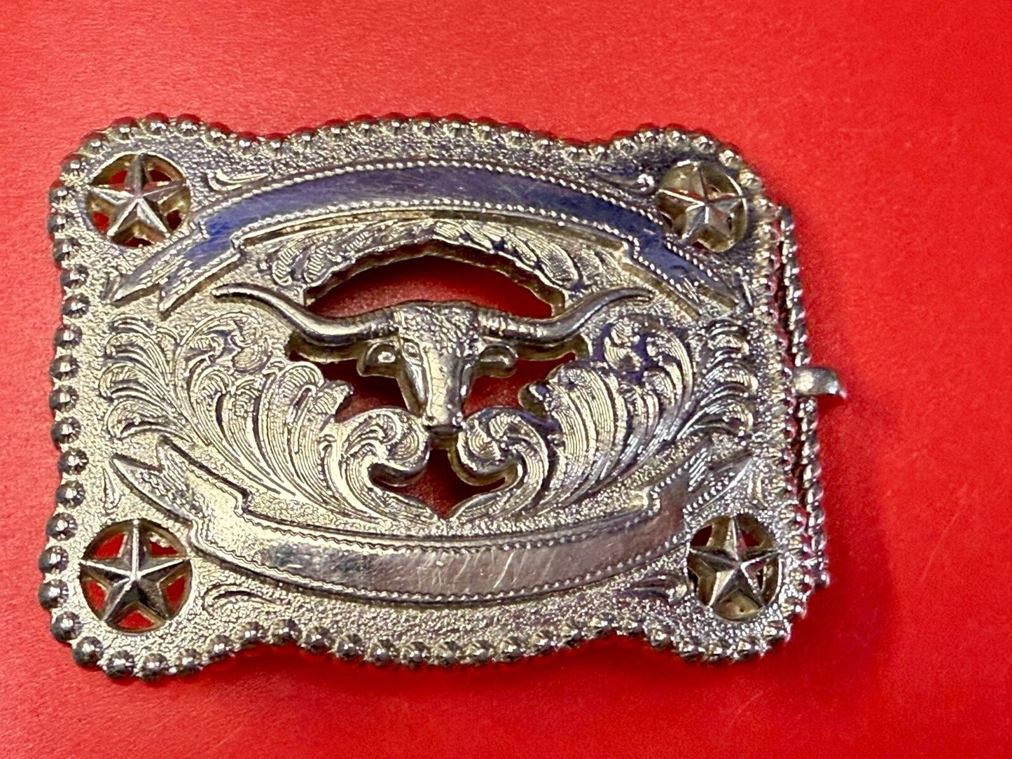 Texas Lonestar Longhorn Cow Bull Head Steer Silver Tone Cowgirls Belt Buckle