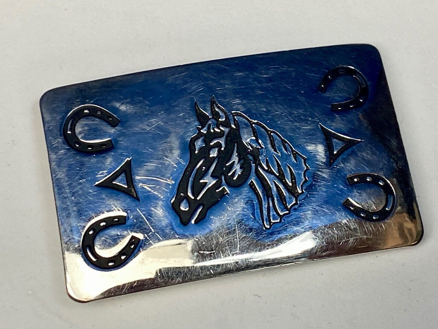 Vintage Chambers Belt Company Horse Head Shoes US made lucky western Buckle