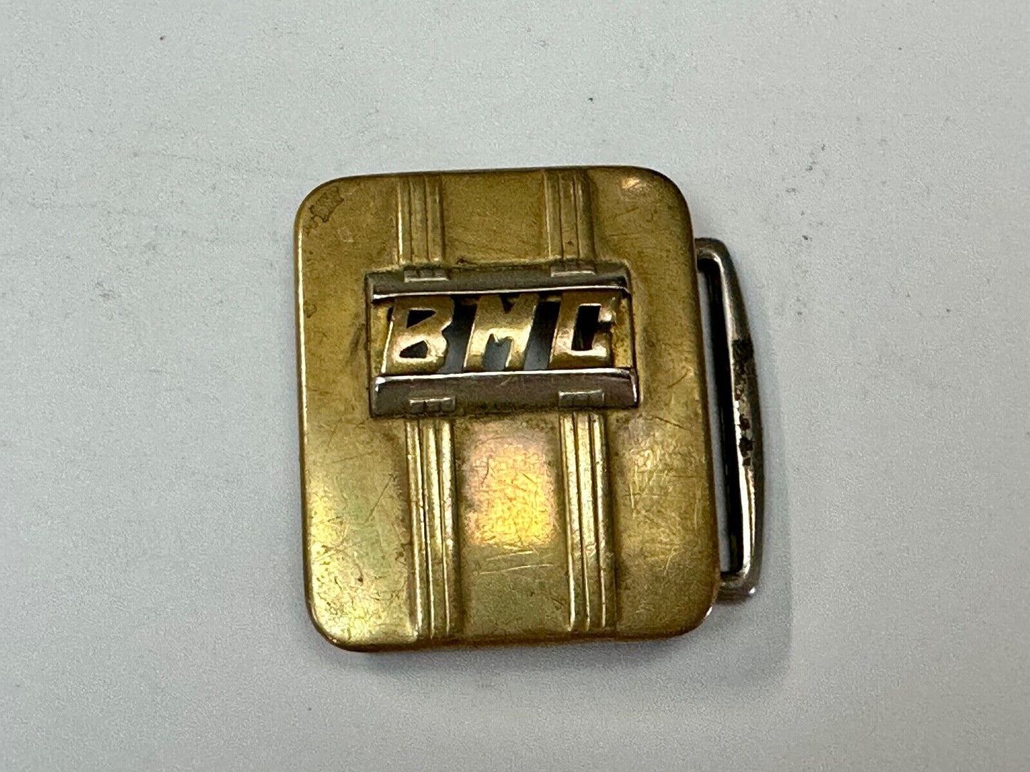 Vintage Art Deco Initials BMC belt buckle Deluxe Plate by Swank