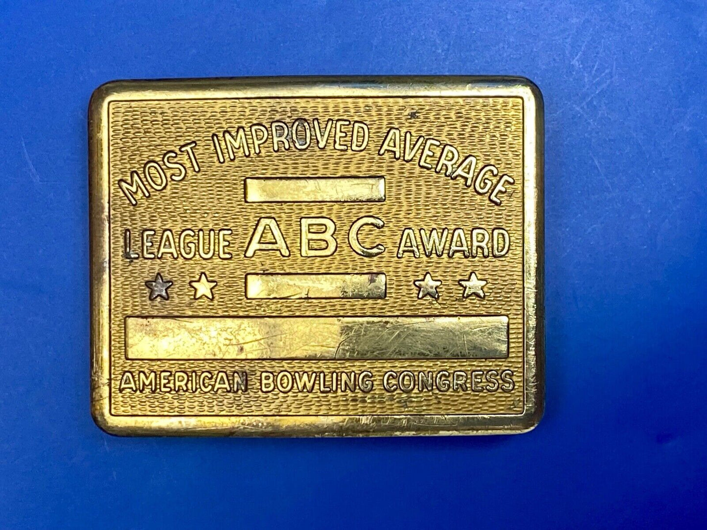 American bowling congress LAEGUE ABC Award most improved Average belt buckle