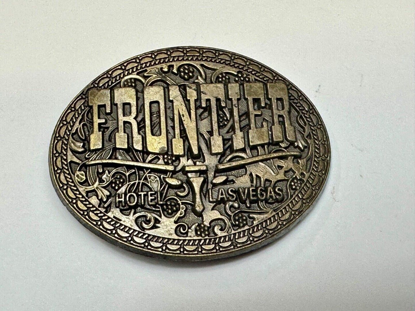Texas longhorn Vintage Frontier Casino Hotel, Las Vegas Belt Buckle