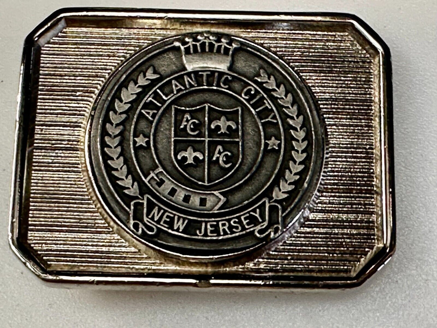 Atlantic City New Jersey State Seal Commemorative Belt Buckle Made in Usa