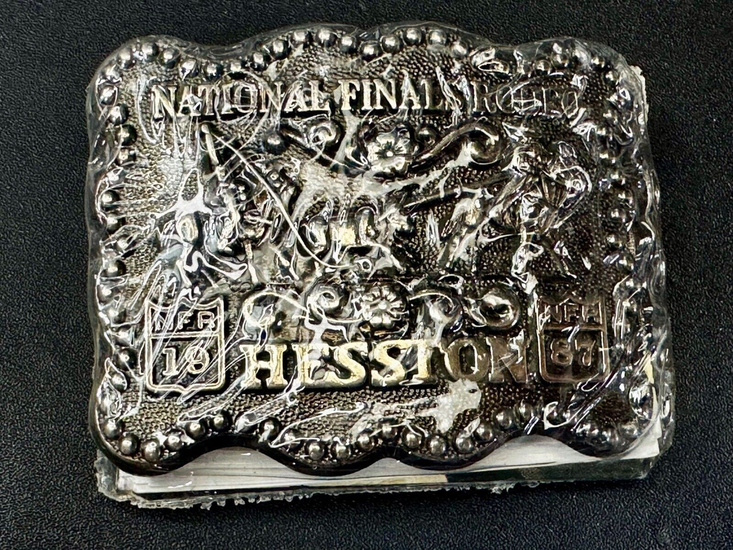 1987 Hesston National Finals Rodeo NFR Rodeo Cowboys NOS Western Belt Buckle
