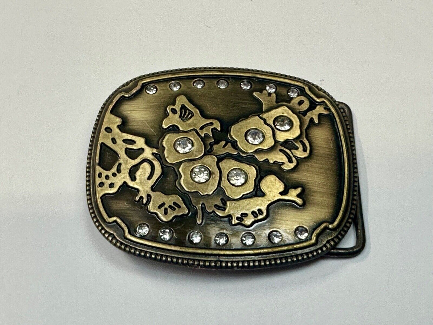 Abstract World MAP globe theme rhinestone accented belt buckle