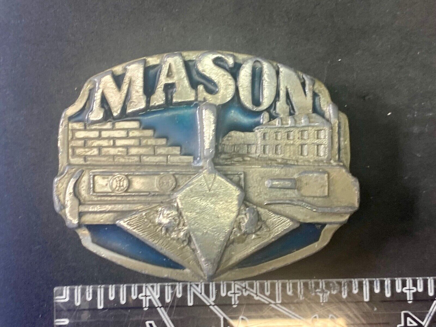 Vintage 1988 Brick Wall Masons Construction Career Job Profession Belt Buckle