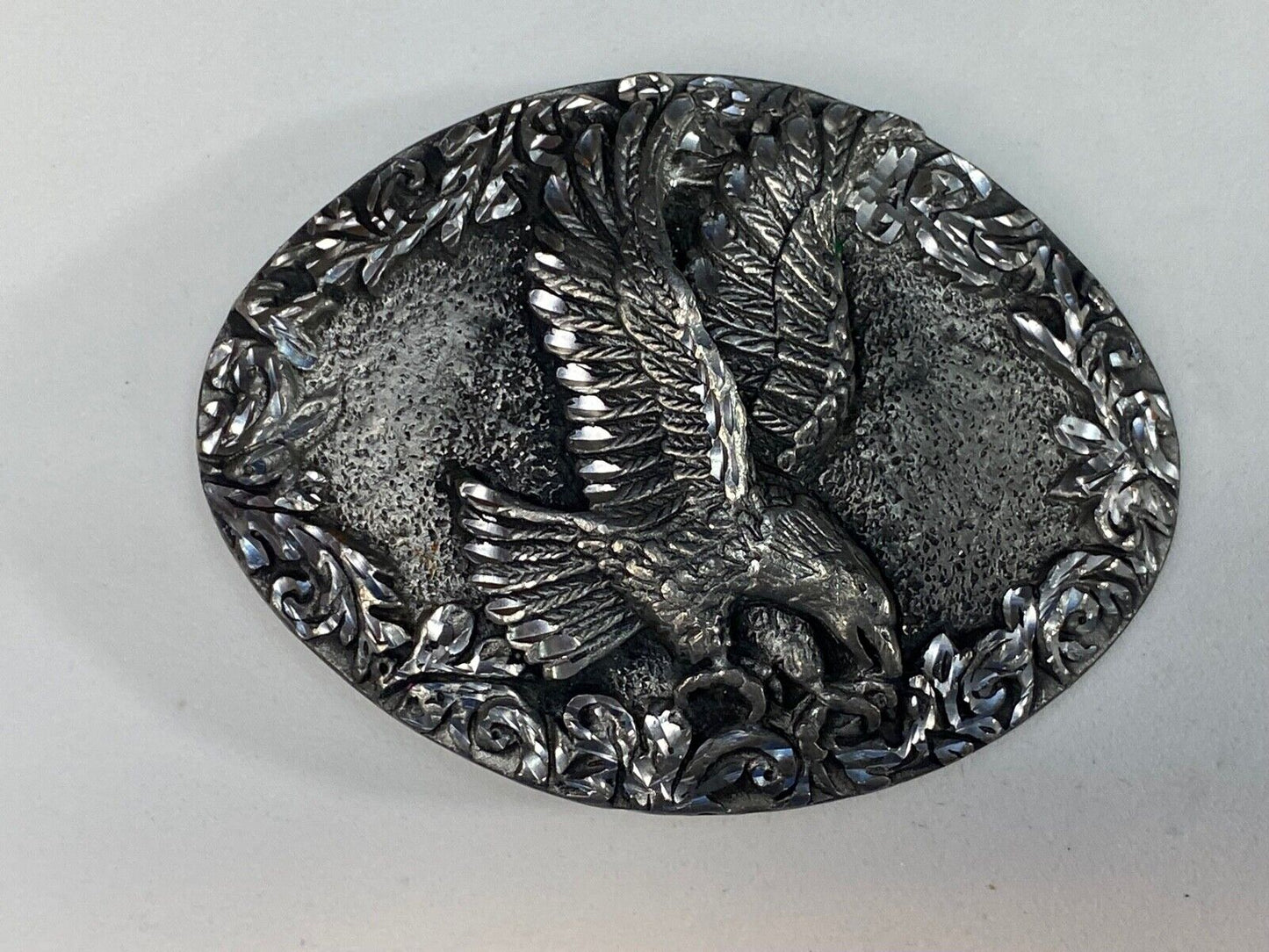 1993 Patriotic American Bald Eagle Western Diamond Cut Pewter Belt Buckle
