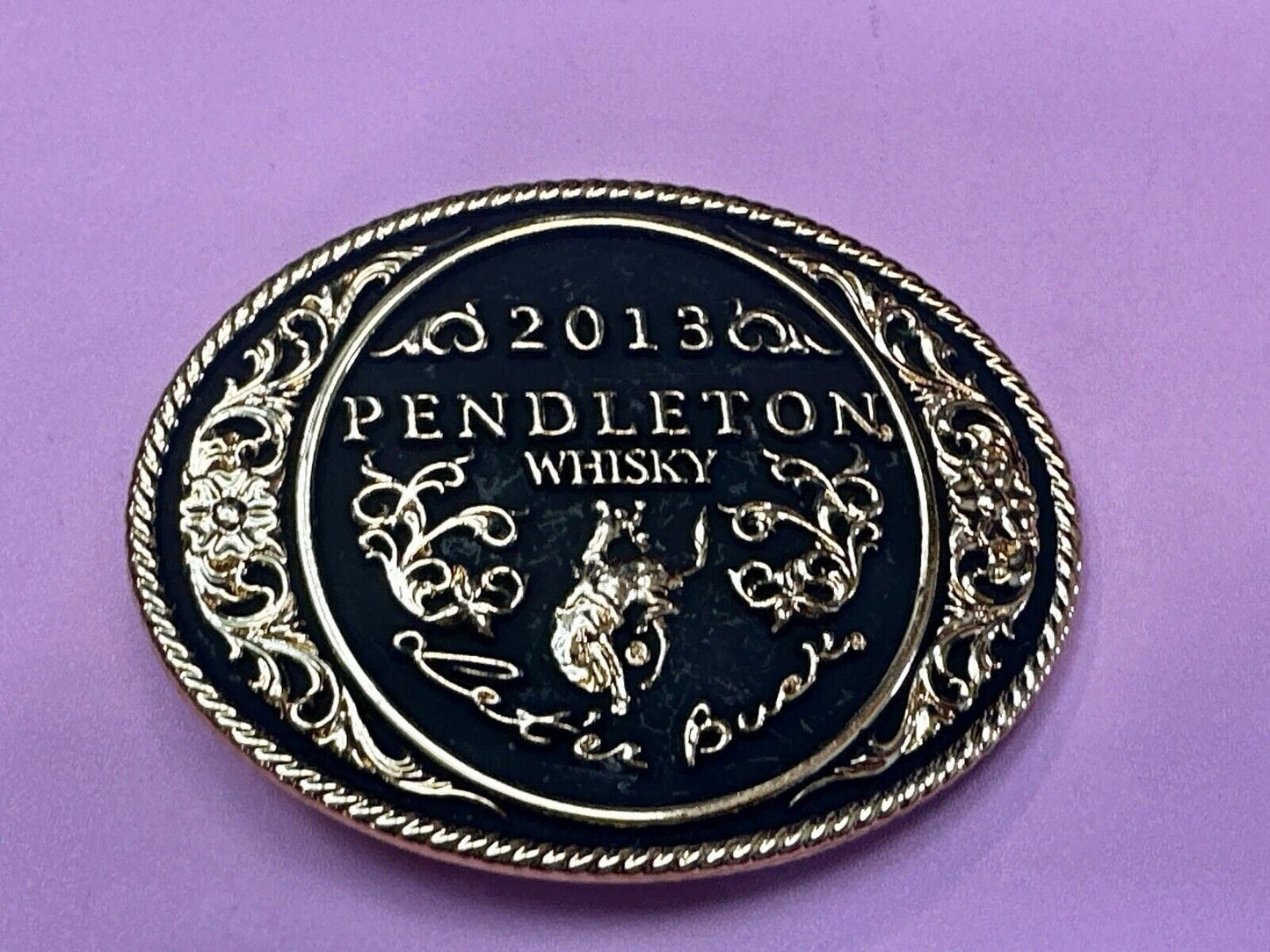 2012 Pendleton Whisky Let'er Buck Montana Silversmith Rodeo Cowboys Belt Buckle