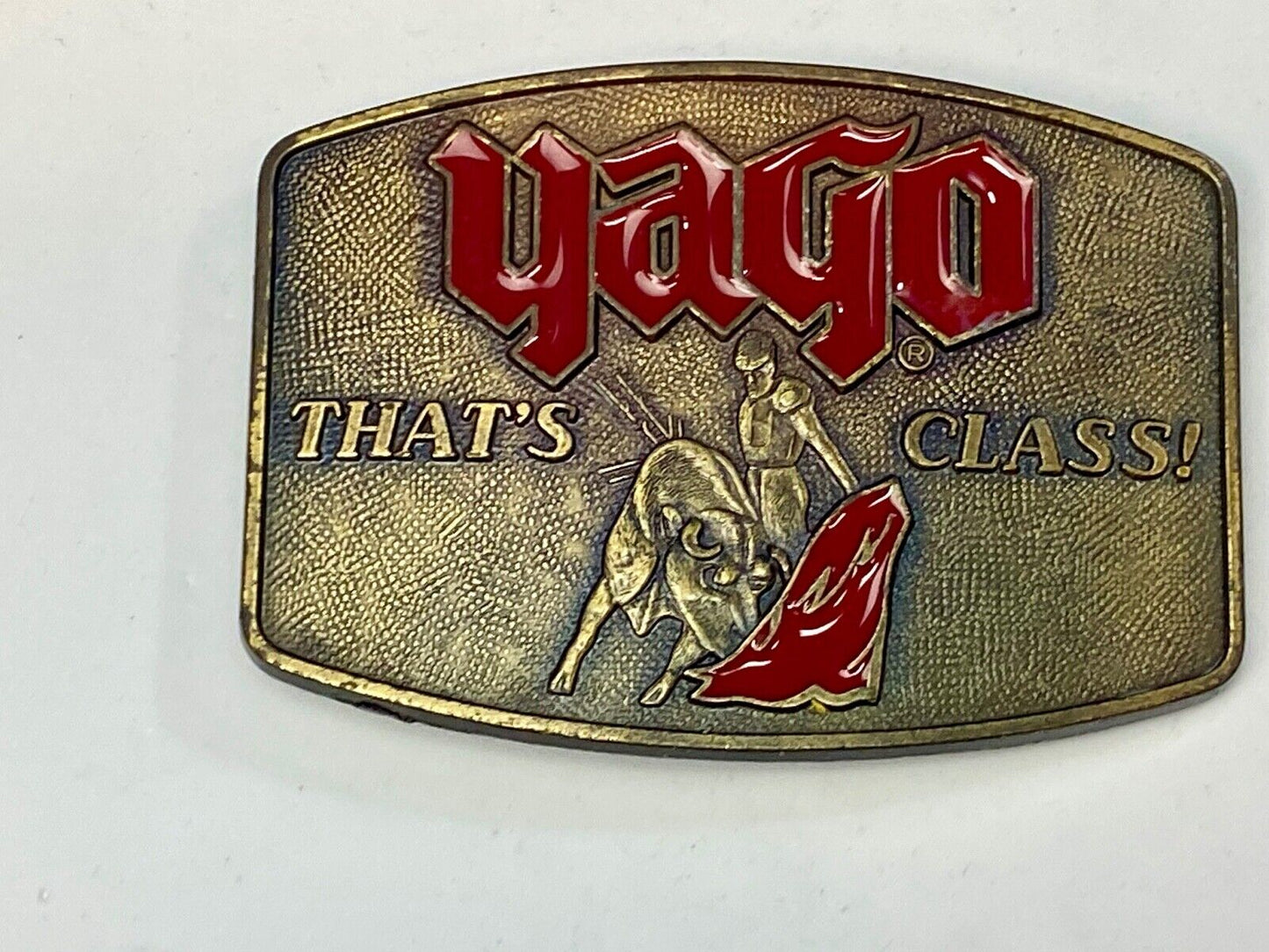 Vintage Bullfight Bull matador with red hat belt buckle YAGO - That's Class