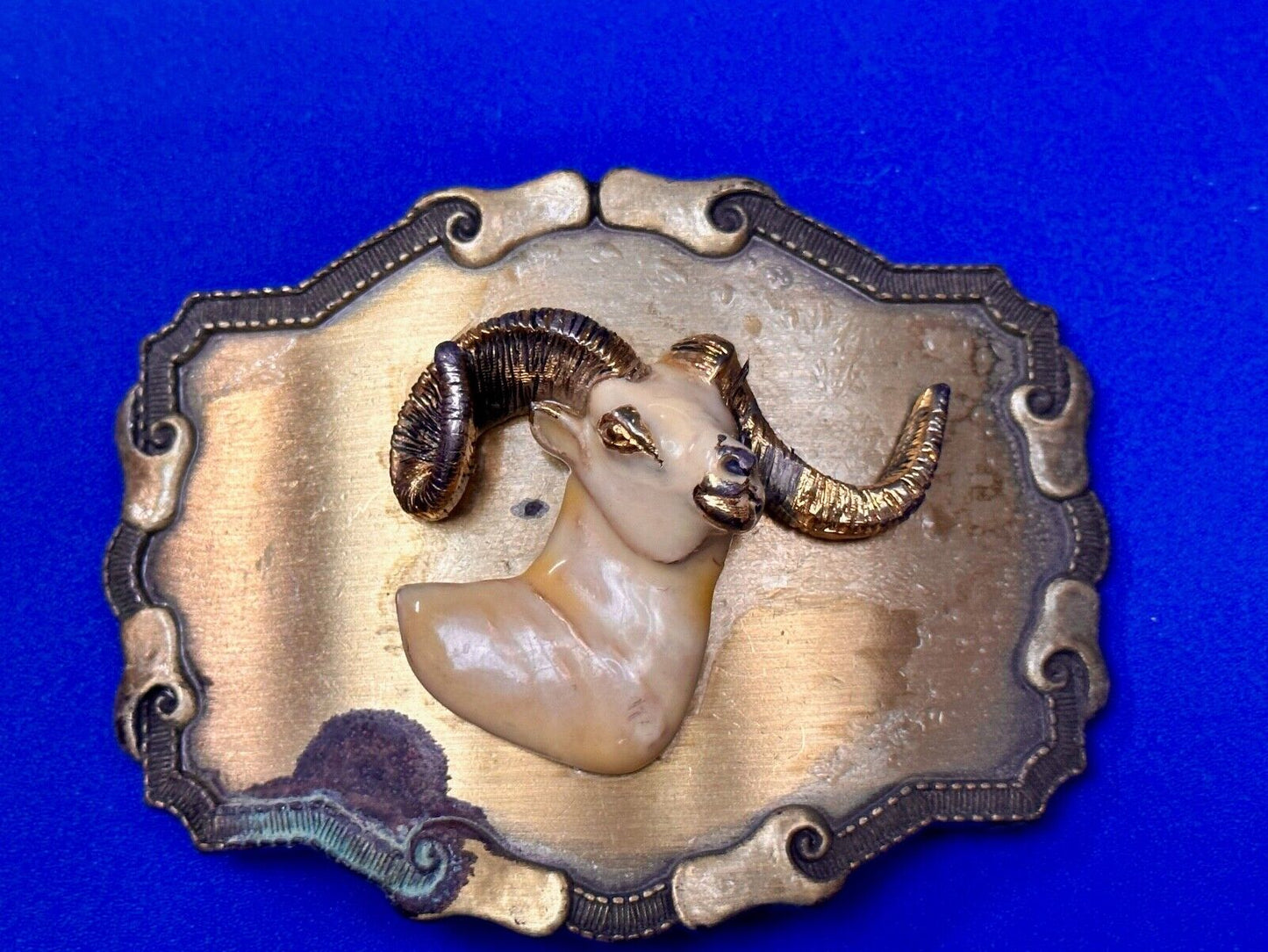 The Ram - Vintage Raintree Jewelry Company western framed Belt Buckle