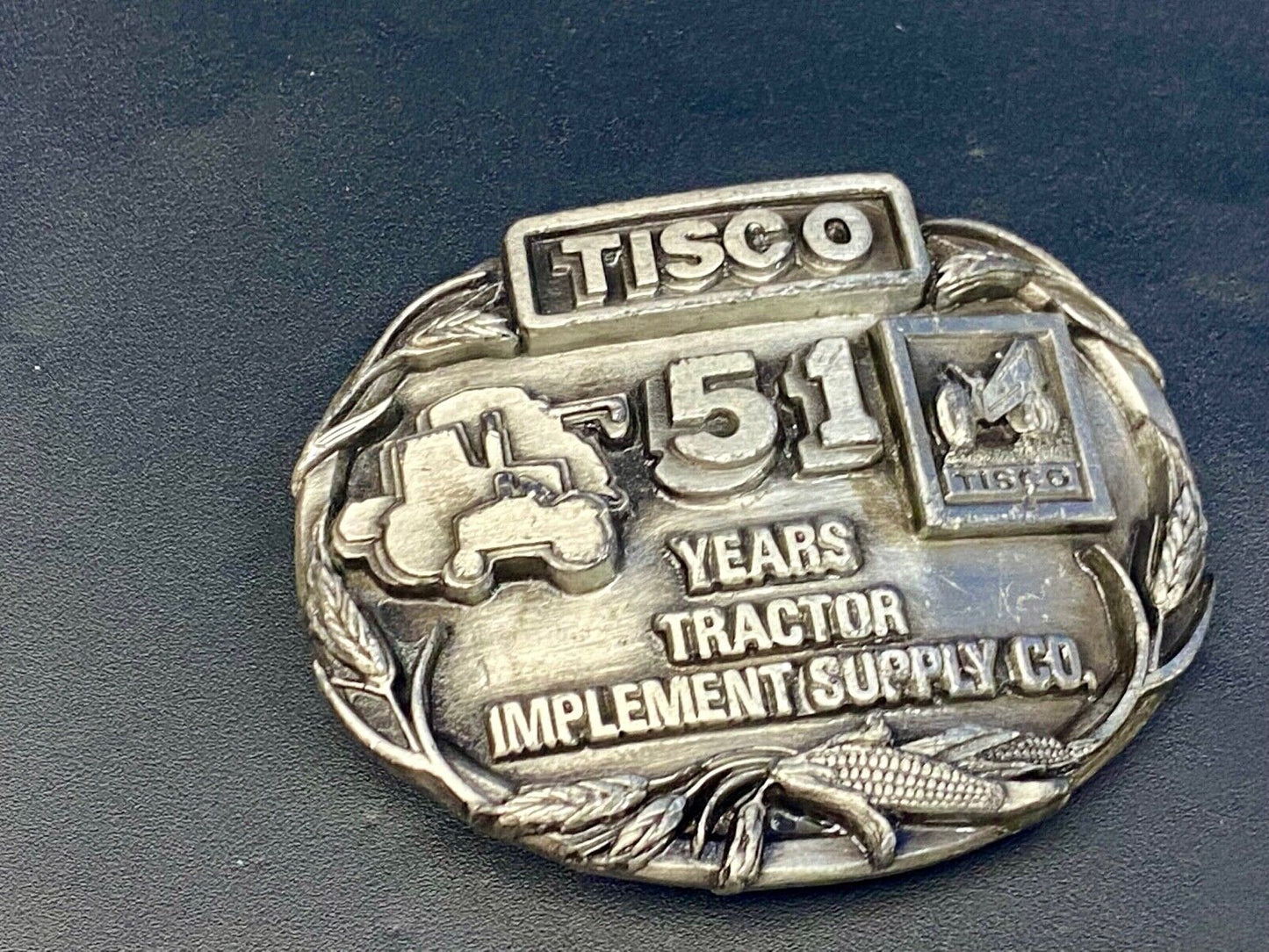 Vtg. Tisco Tractor Implement Supply Agriculture Farm Farming 51 Year Belt Buckle
