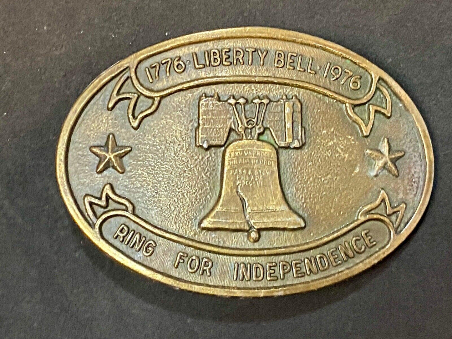 Bicentennial 1776-1976 Liberty Bell, Ring for Independence Oval Belt Buckle