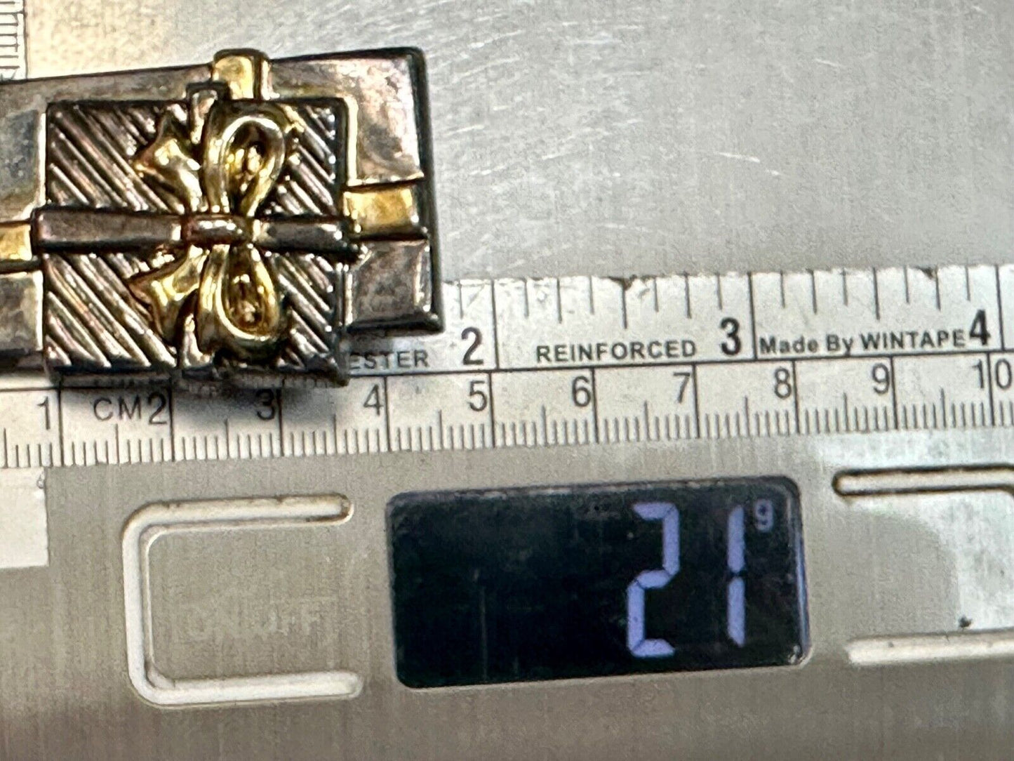 Vintage BEST Christmas Brooch Gift Present Gold Silver Two Tone Pin or PENDANT