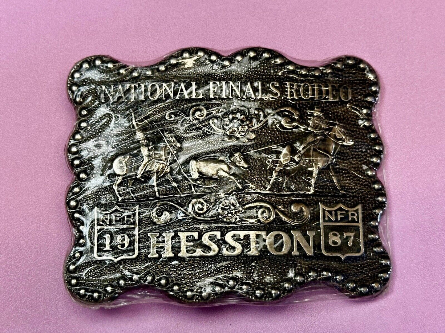 1987 National Finals Rodeo NFR Cowboy Western NOS Belt Buckle in wrap