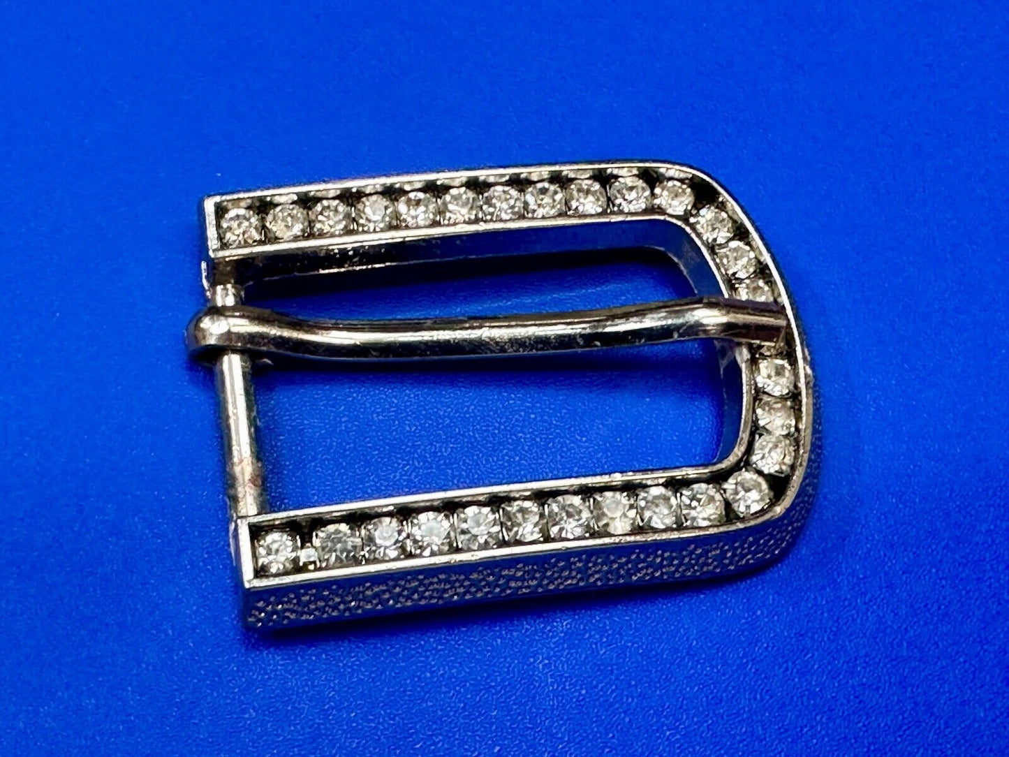2" wide silver tone Rhinestone accented replacement belt buckle