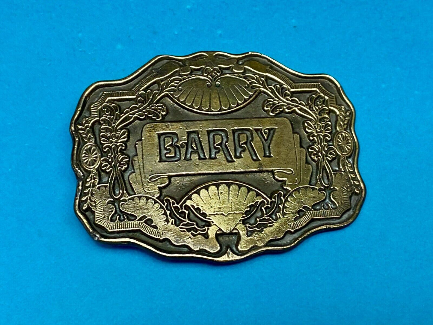 Barry - Ornate Western Flower Swirl And Framed Belt Buckle By Oden
