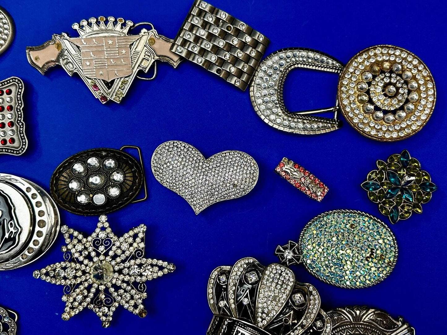 21 Bulk Lot Junk Drawer Grab Bag of REPAIR Belt Buckle - Missing Rhinestone's