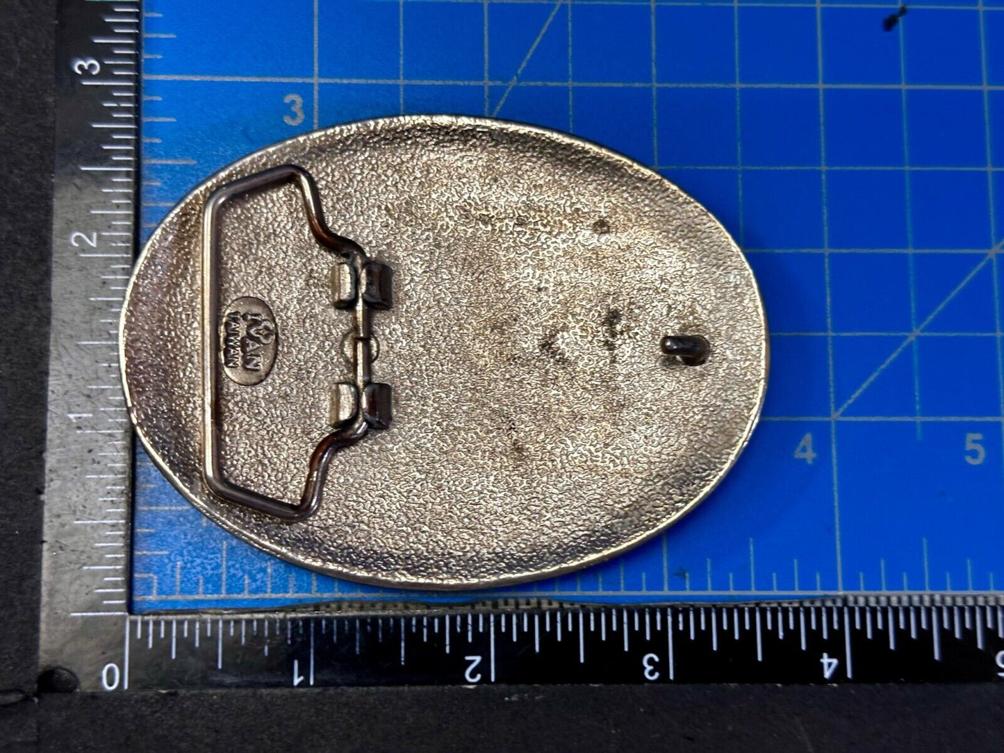 Taming the Wild Western Horse Vintage silver tone oval Belt Buckle