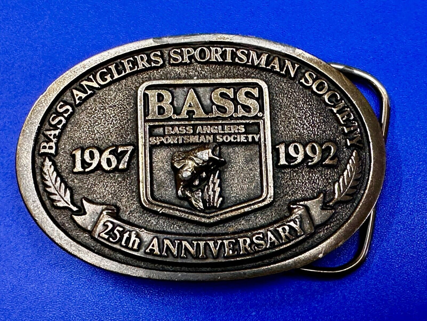 1992 Bass Anglers Sportsman Society Club 25th Anniversary Fishing Belt Buckle