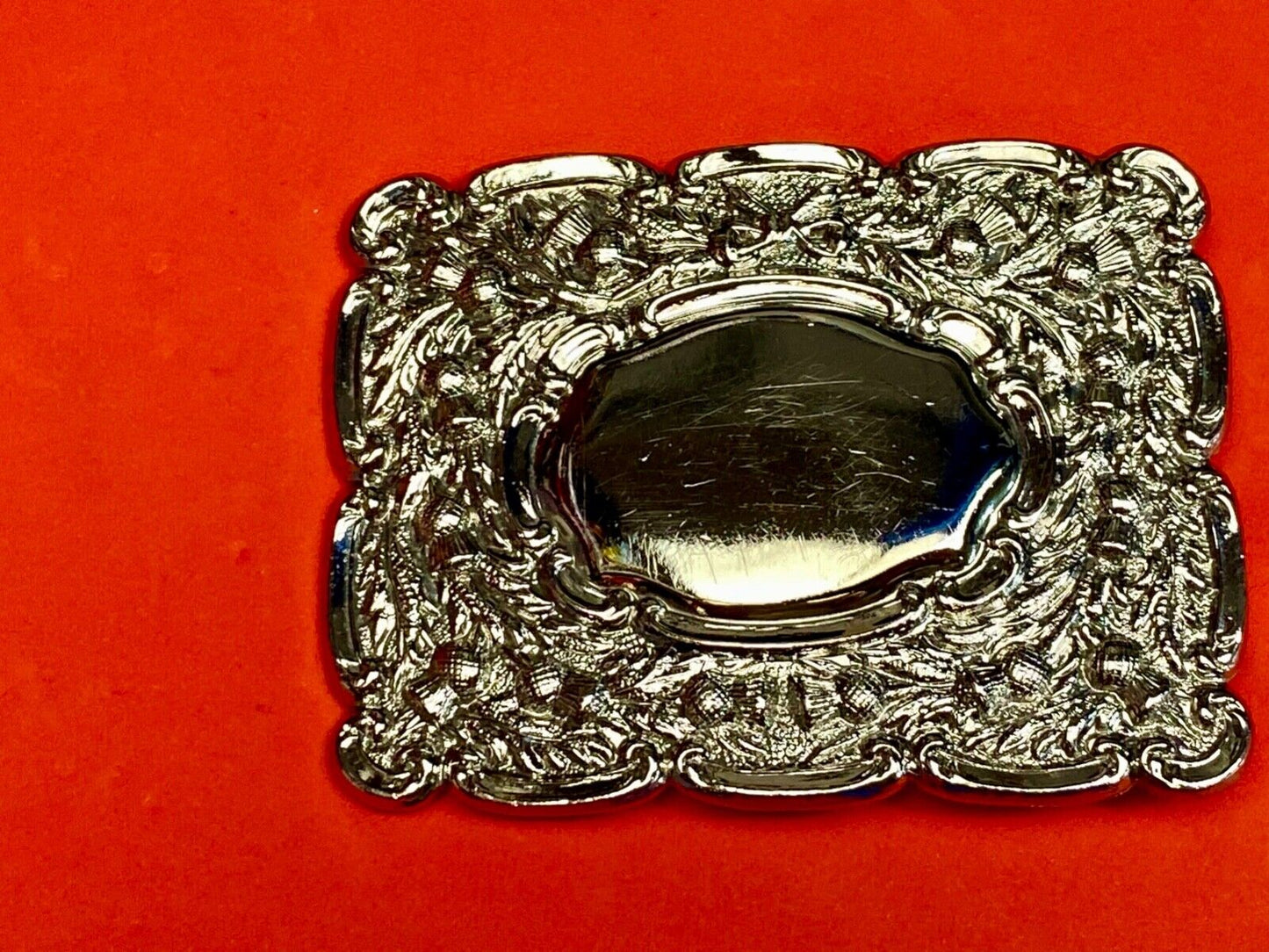 Beautiful ornate silver? Flower Swirl Made in GB Great Britain belt buckle
