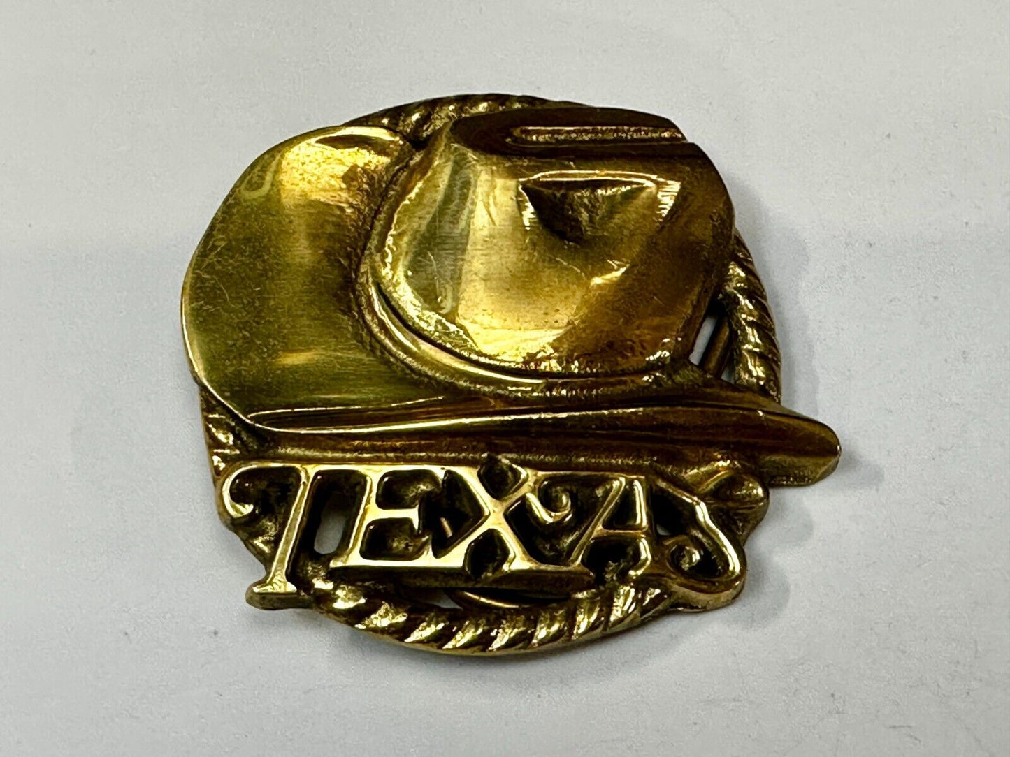 Texas State Cowboy Hat w/ Rodeo Cowboy Rope Vintage Western Cutout Belt Buckle