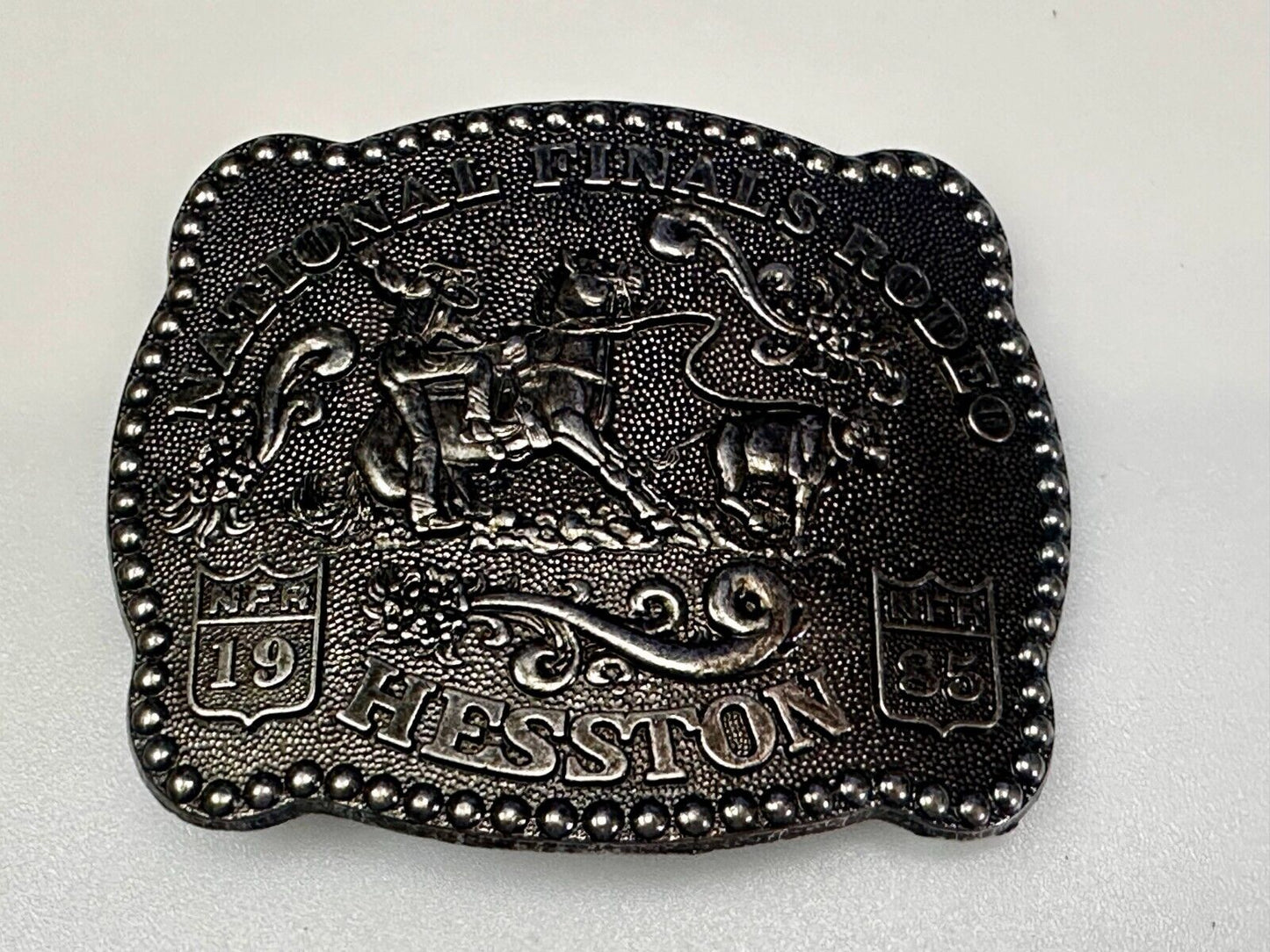 1985 Hesston NFR National Finals Rodeo Cowboys Western Belt Buckle