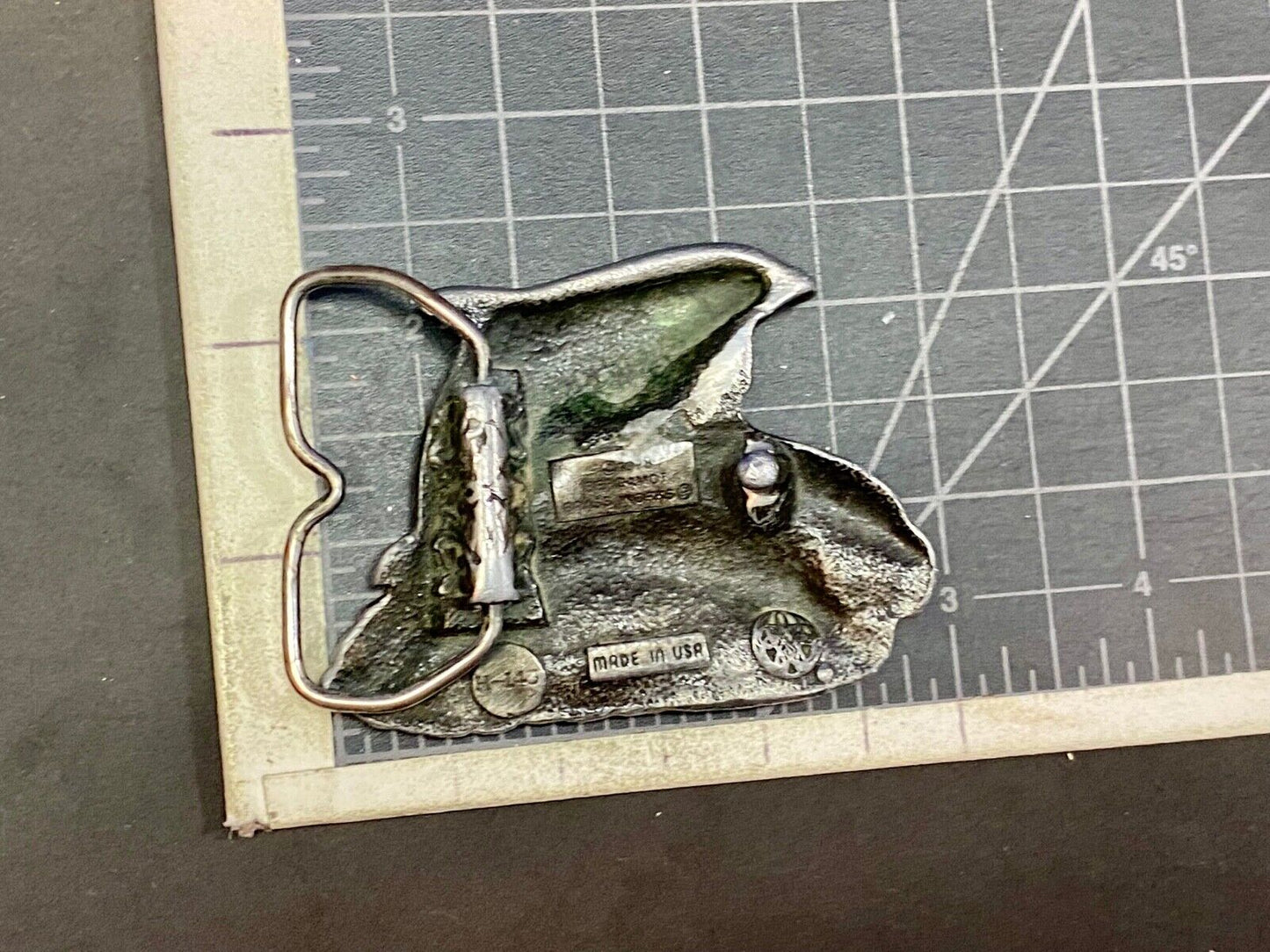 70'S Three Jumping Dolphin's In Ocean Cutout Belt Buckle By Bergamot H-L43