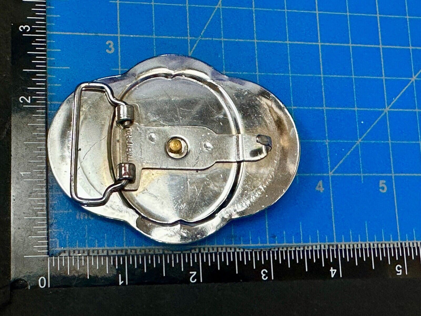 Vintage Cowboy Saddle Bronc western two tone unique shaped belt buckle