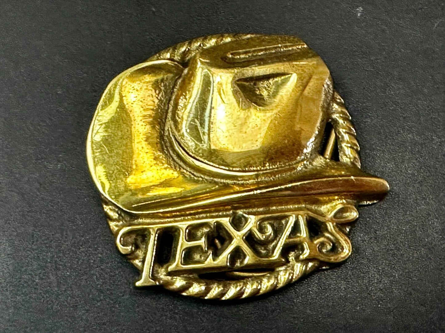 Texas State Cowboy Hat w/ Rodeo Cowboy Rope Vintage Western Cutout Belt Buckle