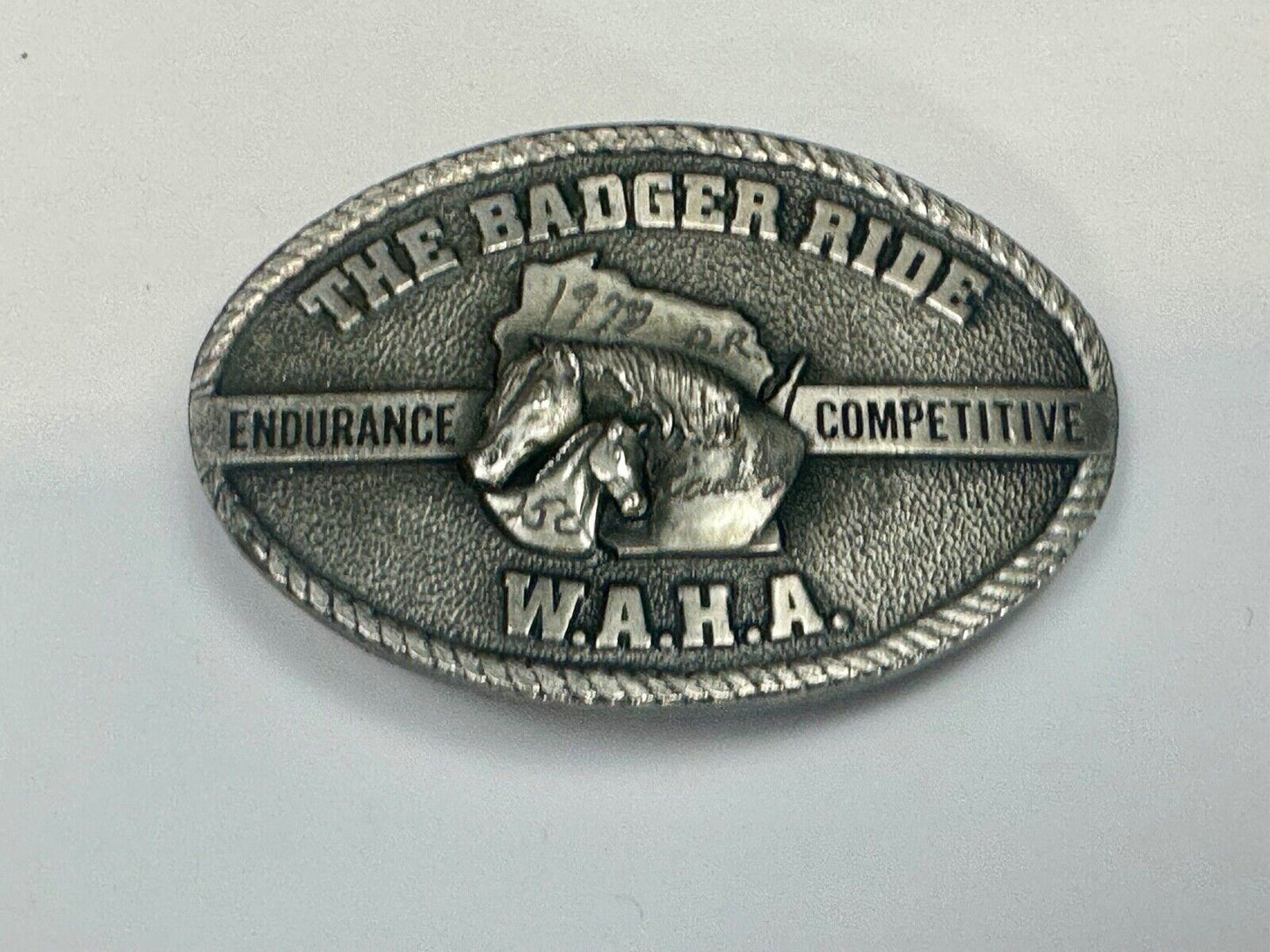 The Badger Ride WAHA Endurance Completive WI Arabian Horse Assn 77 belt buckle