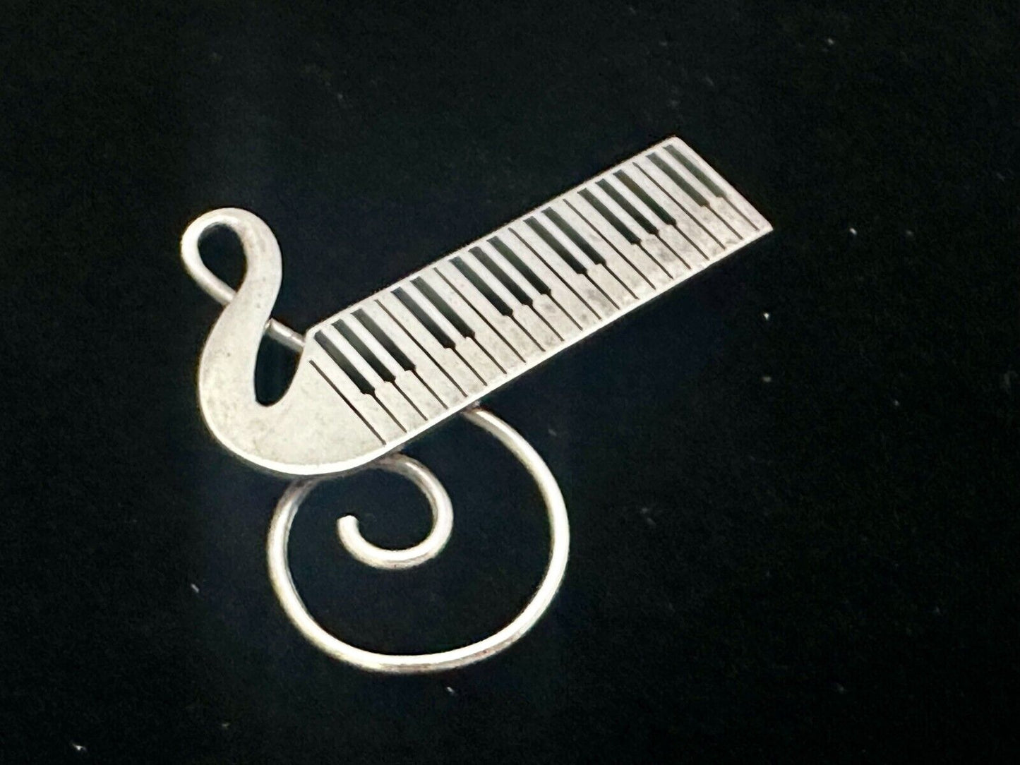 Treble Clef Piano Music Keyboard Musician Vtg. Brooch Pin Sterling 925 Mexico
